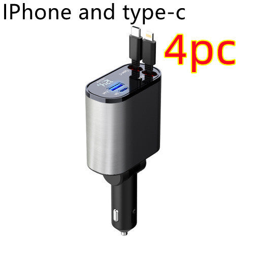 Metal Car Charger 100W Super Fast Charging Car Cigarette Lighter USB And TYPE-C Adapter - LuckyGadgetHub