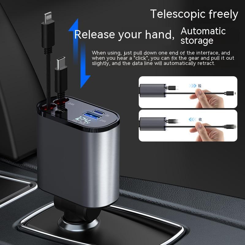 Metal Car Charger 100W Super Fast Charging Car Cigarette Lighter USB And TYPE-C Adapter - LuckyGadgetHub