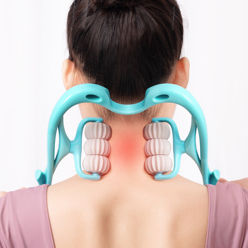 Multifunctional Manual Six-wheel Neck Massager Massage Relieve Roller Massage Tool - LuckyGadgetHub