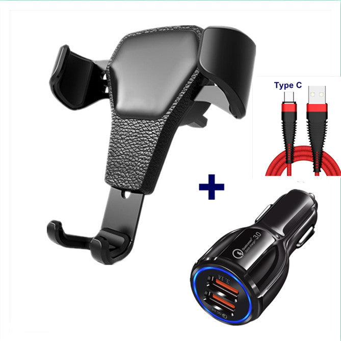 Leather grain gravity mobile phone car holder - LuckyGadgetHub