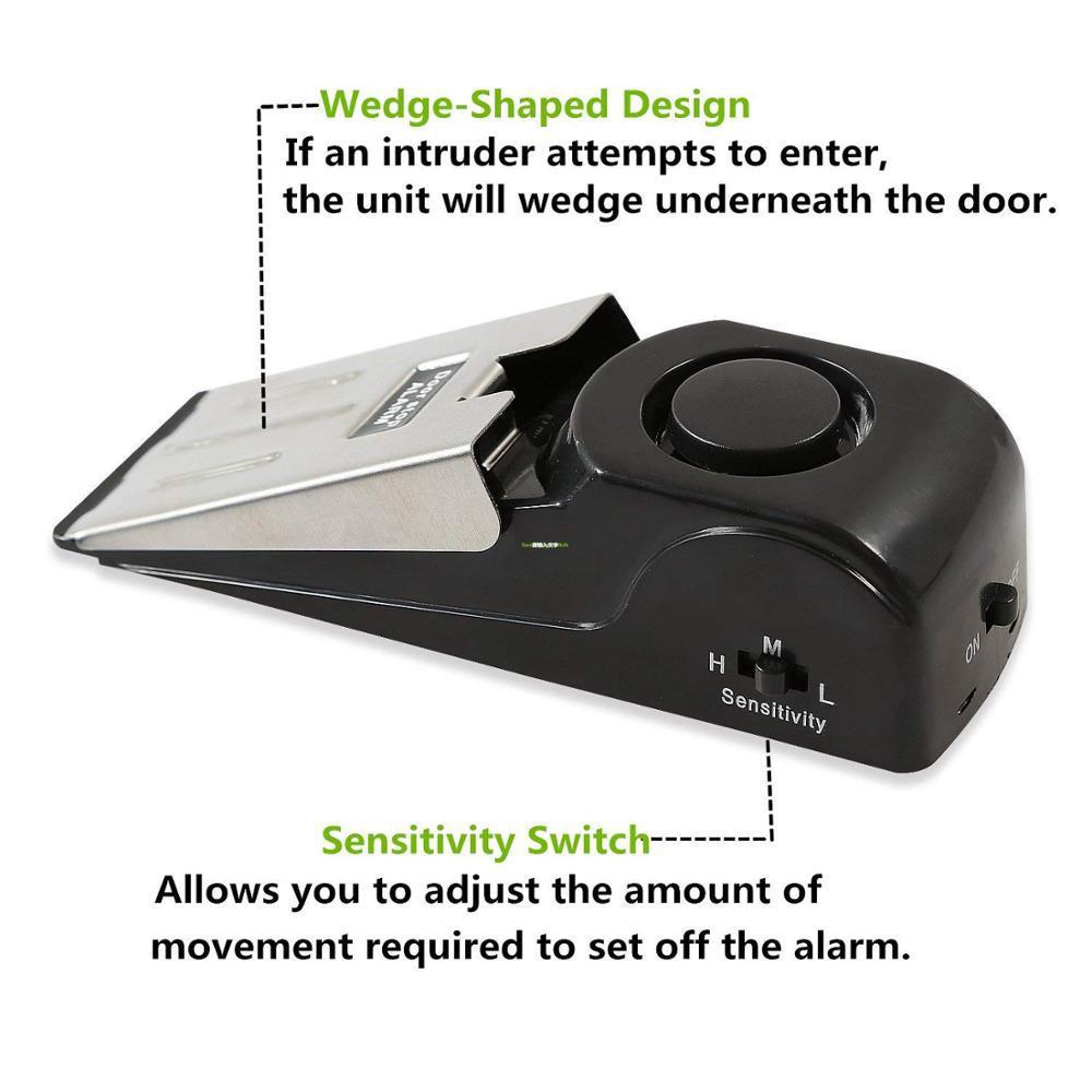 Electronic Burglar Alarm Intelligent Home Security Wedge Door Stop Alarm System Device Hotel Intruder Alert Detection - LuckyGadgetHub