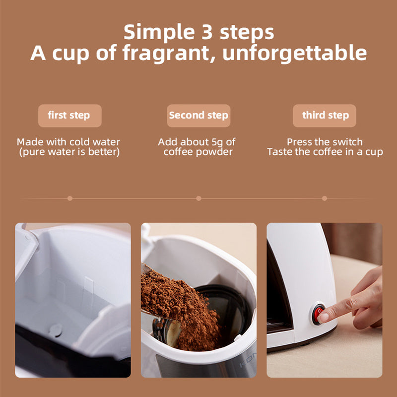 New Coffee Machine Fully Automatic Home Office Mini American Small Portable Coffee Maker - LuckyGadgetHub