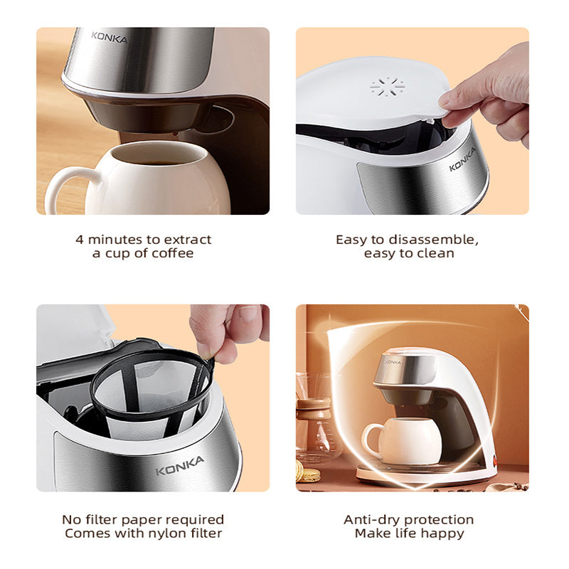 New Coffee Machine Fully Automatic Home Office Mini American Small Portable Coffee Maker - LuckyGadgetHub