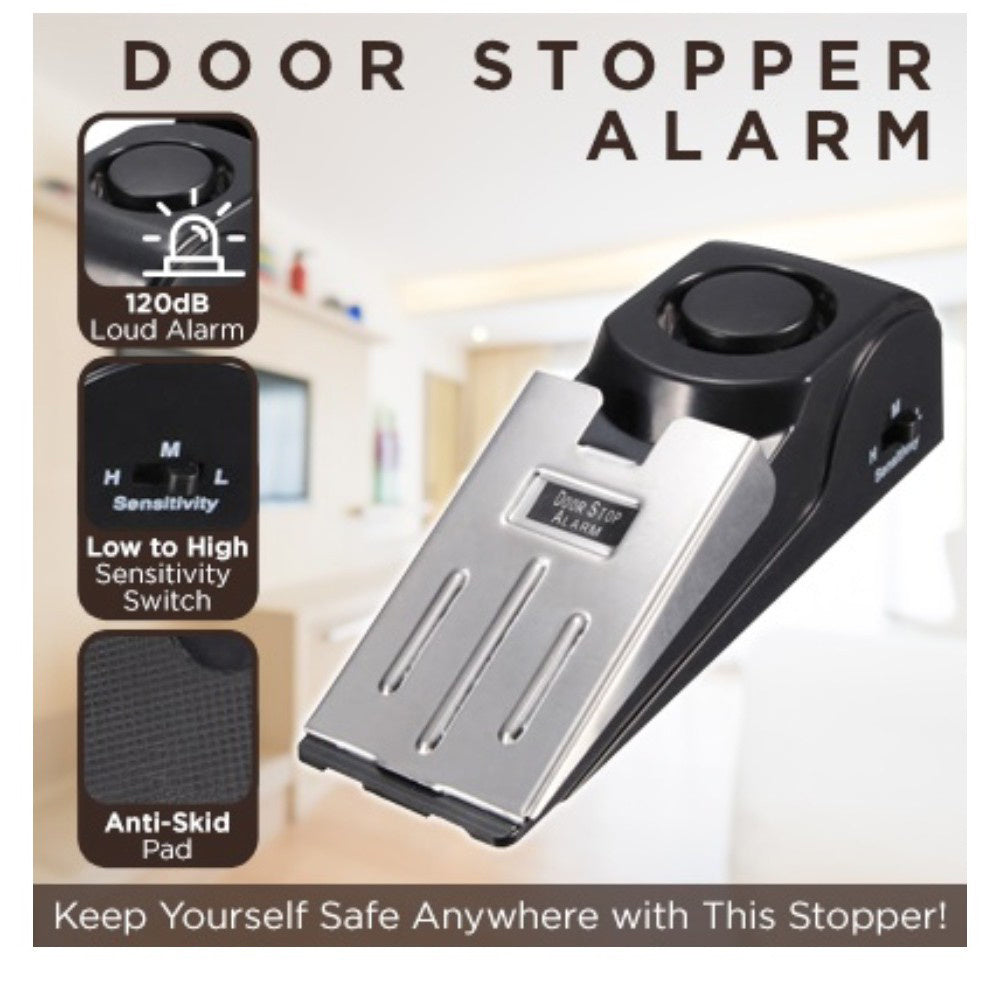 Electronic Burglar Alarm Intelligent Home Security Wedge Door Stop Alarm System Device Hotel Intruder Alert Detection - LuckyGadgetHub