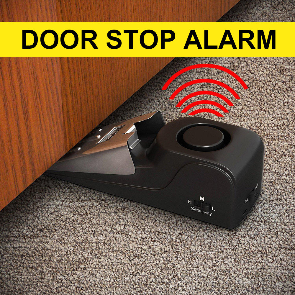 Electronic Burglar Alarm Intelligent Home Security Wedge Door Stop Alarm System Device Hotel Intruder Alert Detection - LuckyGadgetHub