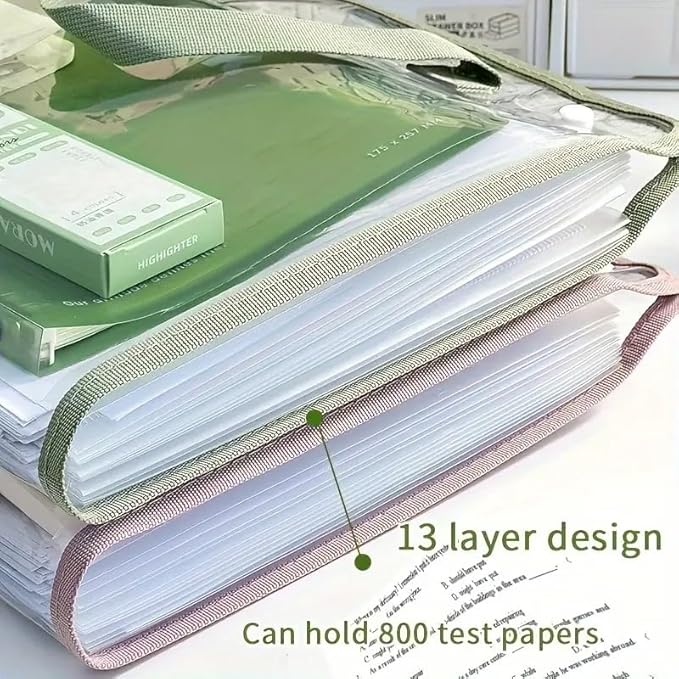 File Organizer with Handle, Expanding File Folder Document Organizer with 13 Pockets, Document Organizer with Labels