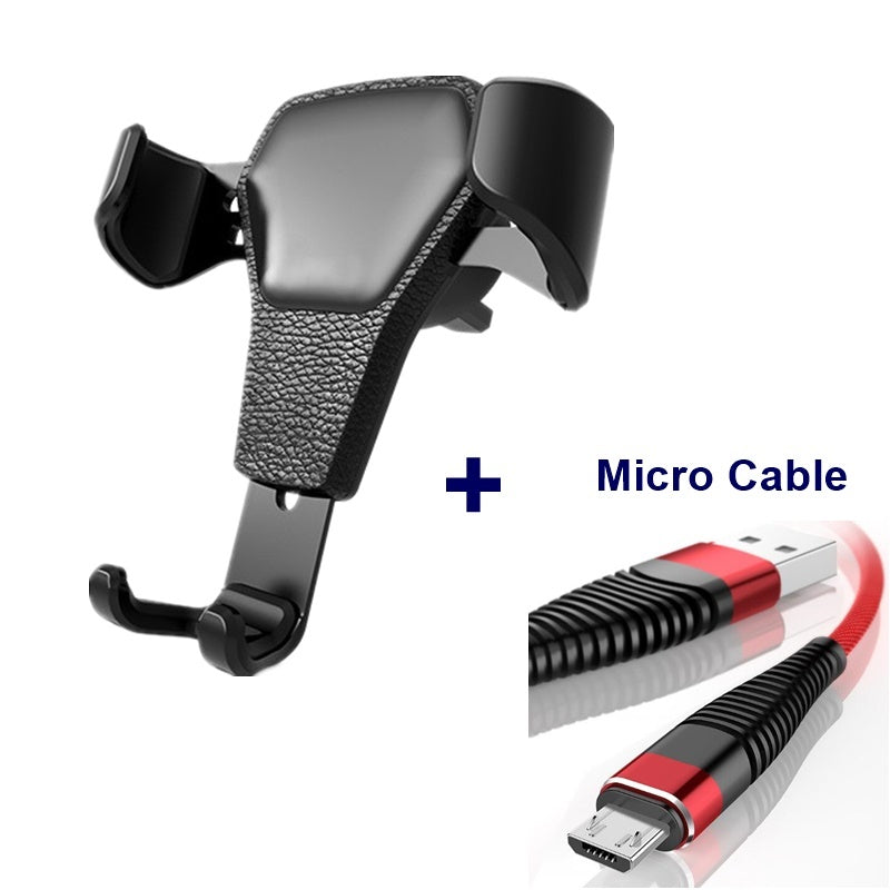 Leather grain gravity mobile phone car holder - LuckyGadgetHub