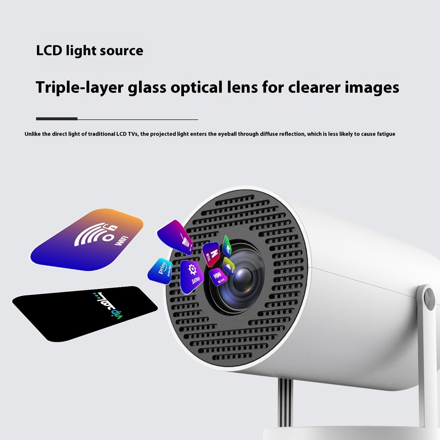 Portable Projector Small Straight Projector For Home Use 180 Degrees Projection Angle Automatic Focus Home Video Projector - LuckyGadgetHub