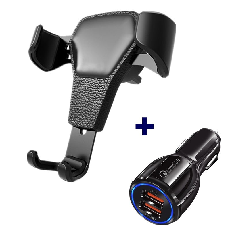 Leather grain gravity mobile phone car holder - LuckyGadgetHub