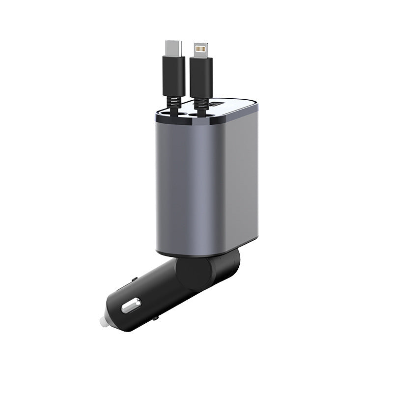 Metal Car Charger 100W Super Fast Charging Car Cigarette Lighter USB And TYPE-C Adapter - LuckyGadgetHub