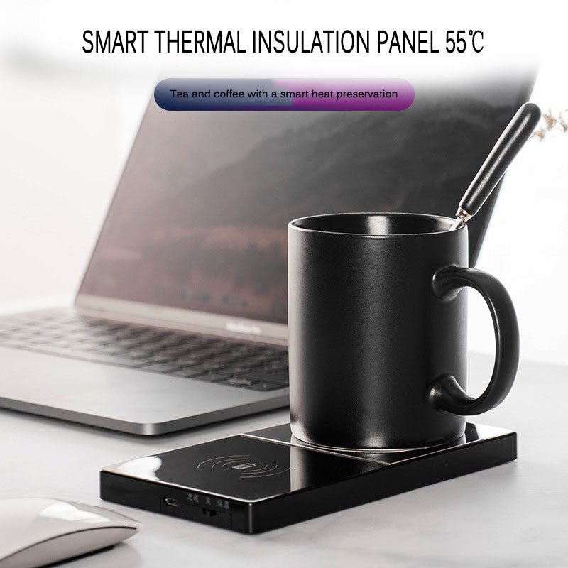 2 In 1 Heating Mug Cup Warmer Electric Wireless Charger For Home Office Coffee Milk - LuckyGadgetHub
