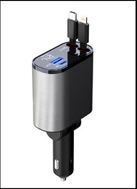 Metal Car Charger 100W Super Fast Charging Car Cigarette Lighter USB And TYPE-C Adapter - LuckyGadgetHub