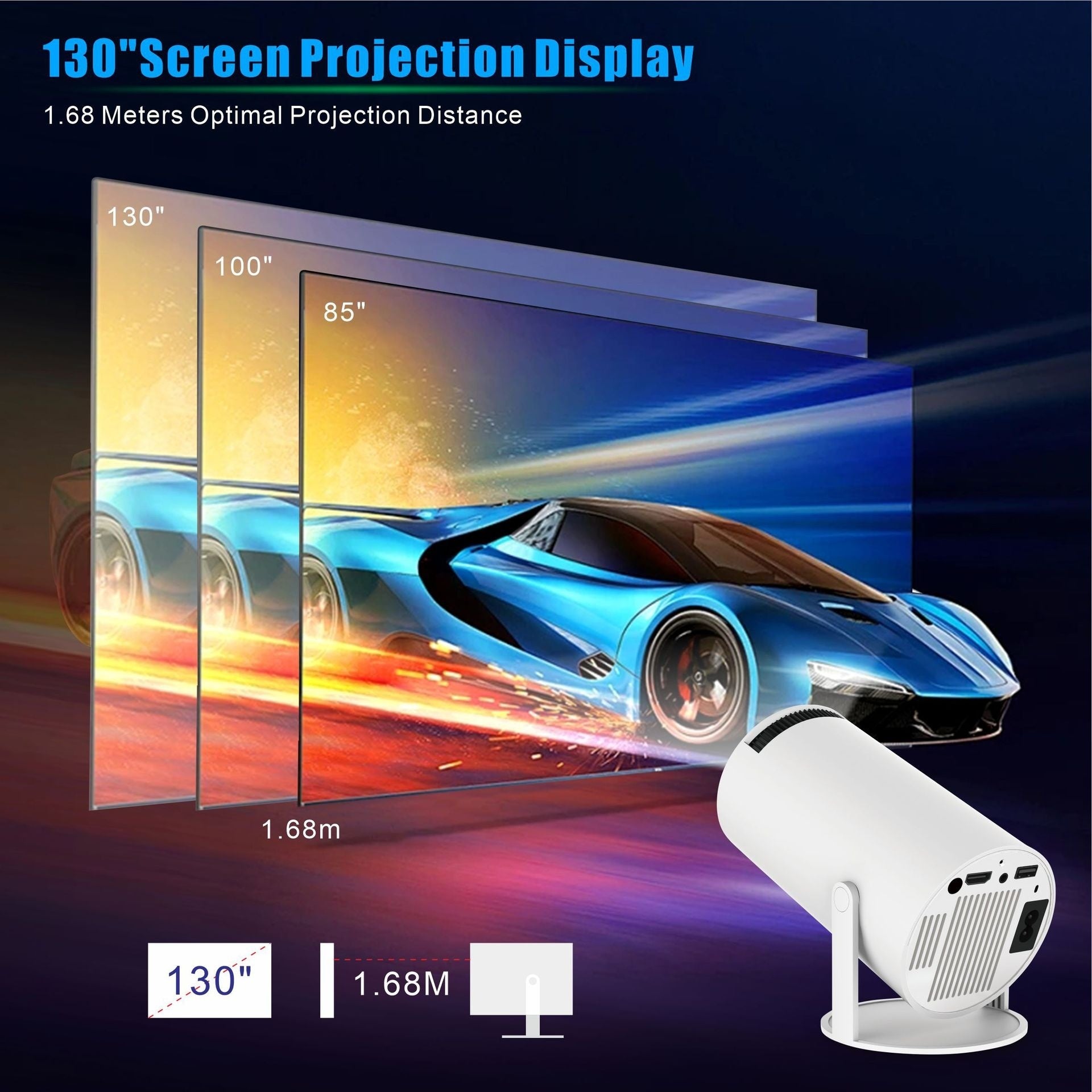 HY300 Pro Projector Home Theater Entertainment Portable Small Projector - LuckyGadgetHub