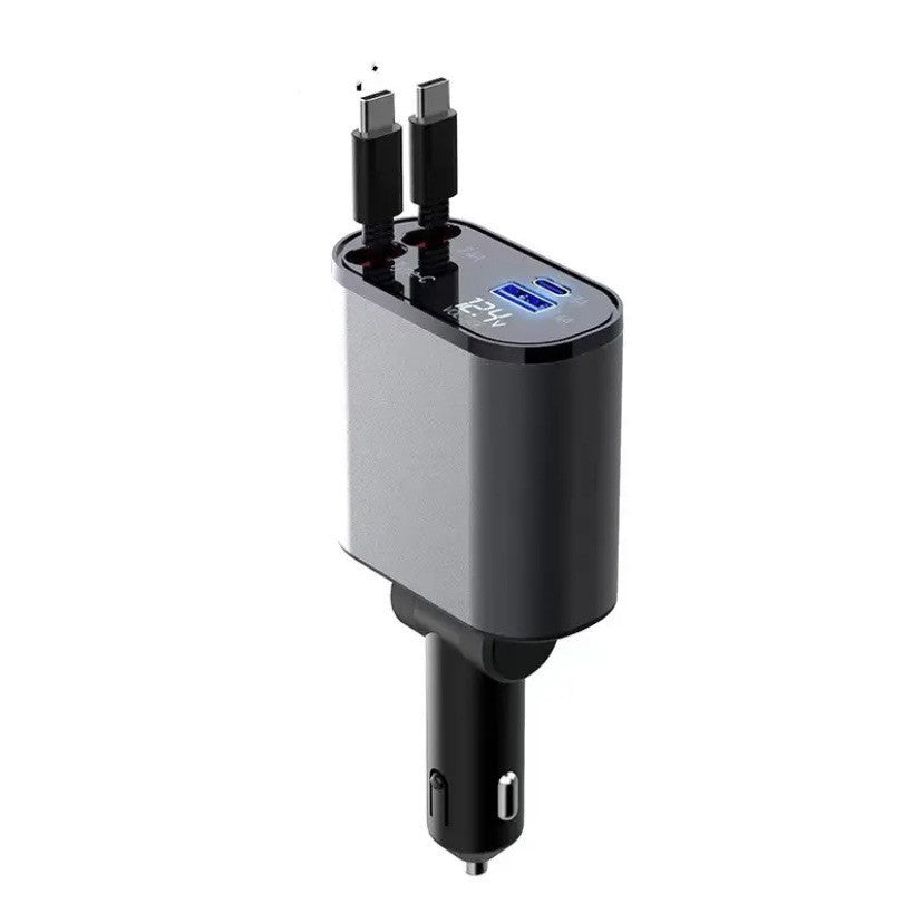 Metal Car Charger 100W Super Fast Charging Car Cigarette Lighter USB And TYPE-C Adapter - LuckyGadgetHub