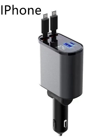 Metal Car Charger 100W Super Fast Charging Car Cigarette Lighter USB And TYPE-C Adapter - LuckyGadgetHub