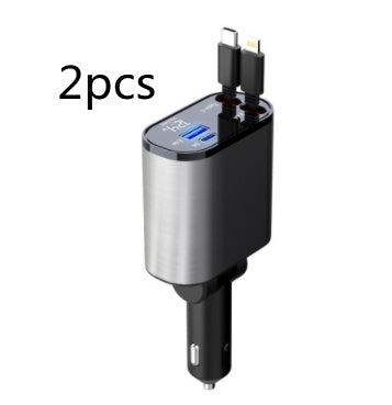 Metal Car Charger 100W Super Fast Charging Car Cigarette Lighter USB And TYPE-C Adapter - LuckyGadgetHub