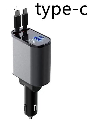 Metal Car Charger 100W Super Fast Charging Car Cigarette Lighter USB And TYPE-C Adapter - LuckyGadgetHub