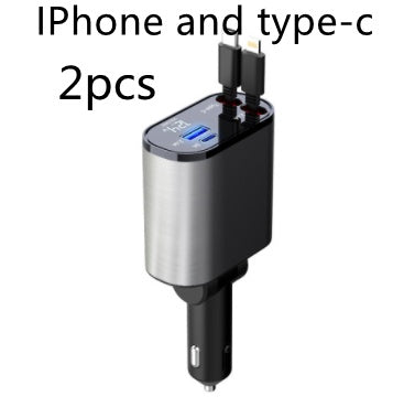 Metal Car Charger 100W Super Fast Charging Car Cigarette Lighter USB And TYPE-C Adapter - LuckyGadgetHub