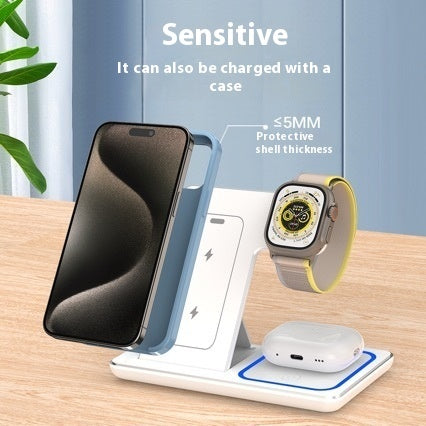 15W 3 In 1 LED Fast Wireless Charger Stand Foldable Charging Station For Smart Phone 15 14 13 12 11 IWatch 9 8 7 6 5 Airpods Pro - LuckyGadgetHub