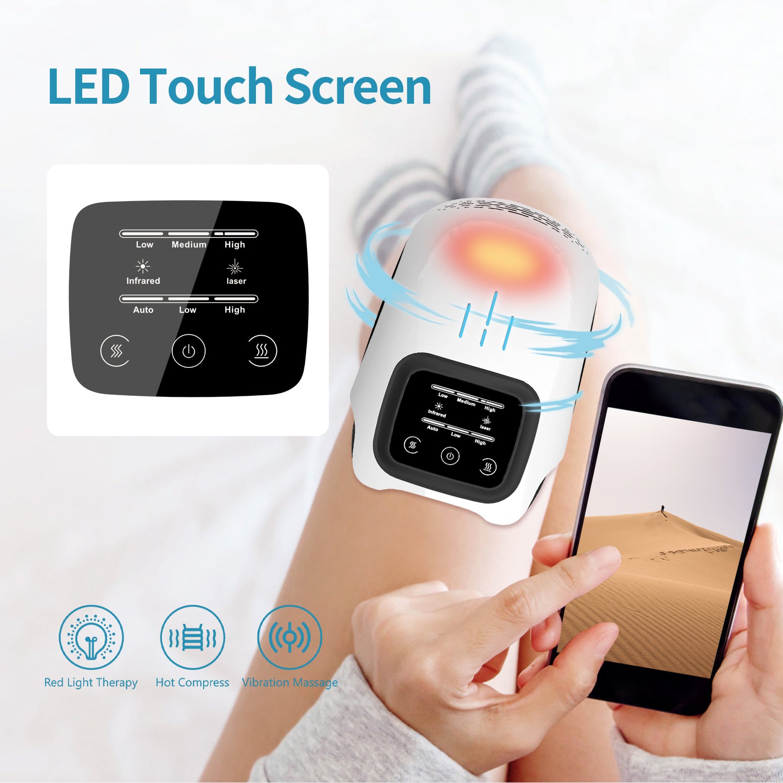 Intelligent Home Use Electric Intelligent Kneading Heating Knee Massager Rechargeable Pain Relief Infrared Laser Vibration Knee Massager - LuckyGadgetHub