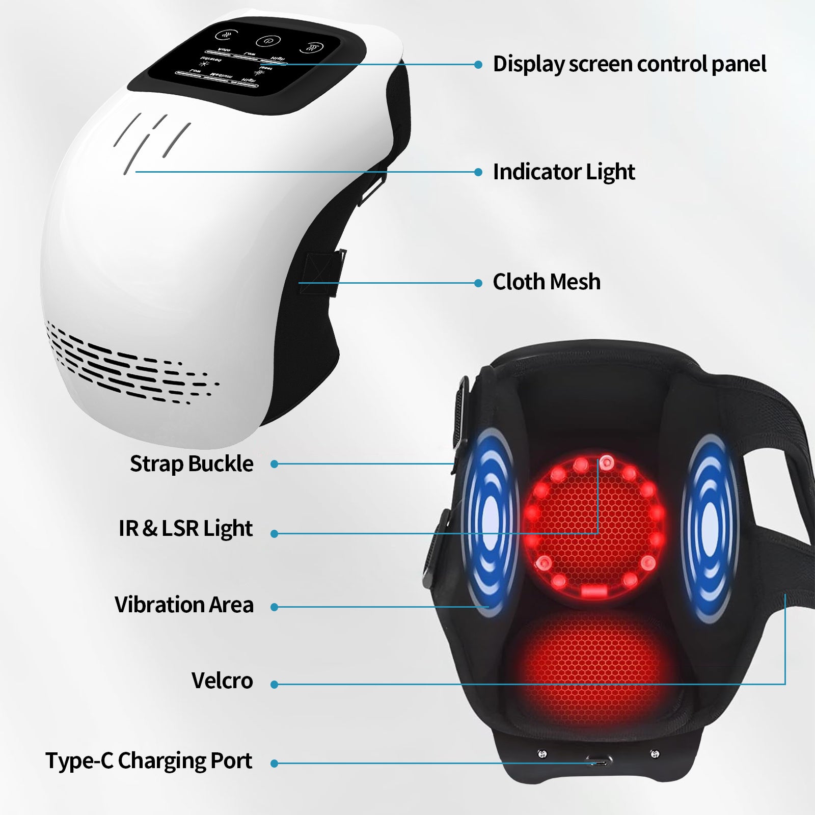 Intelligent Home Use Electric Intelligent Kneading Heating Knee Massager Rechargeable Pain Relief Infrared Laser Vibration Knee Massager - LuckyGadgetHub