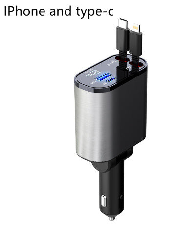 Metal Car Charger 100W Super Fast Charging Car Cigarette Lighter USB And TYPE-C Adapter - LuckyGadgetHub