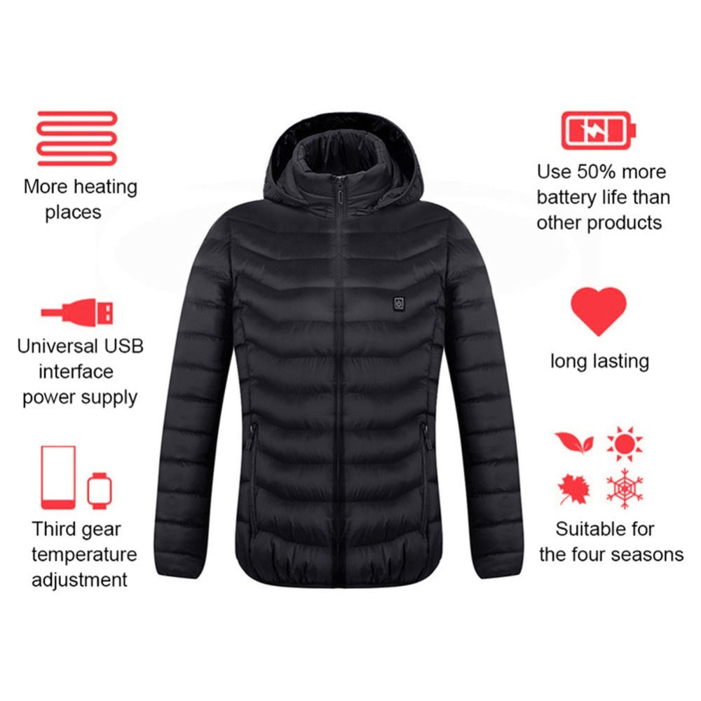 New Heated Jacket Coat USB Electric Jacket Cotton Coat Heater Thermal Clothing Heating Vest Men's Clothes Winter - LuckyGadgetHub