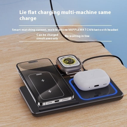 15W 3 In 1 LED Fast Wireless Charger Stand Foldable Charging Station For Smart Phone 15 14 13 12 11 IWatch 9 8 7 6 5 Airpods Pro - LuckyGadgetHub