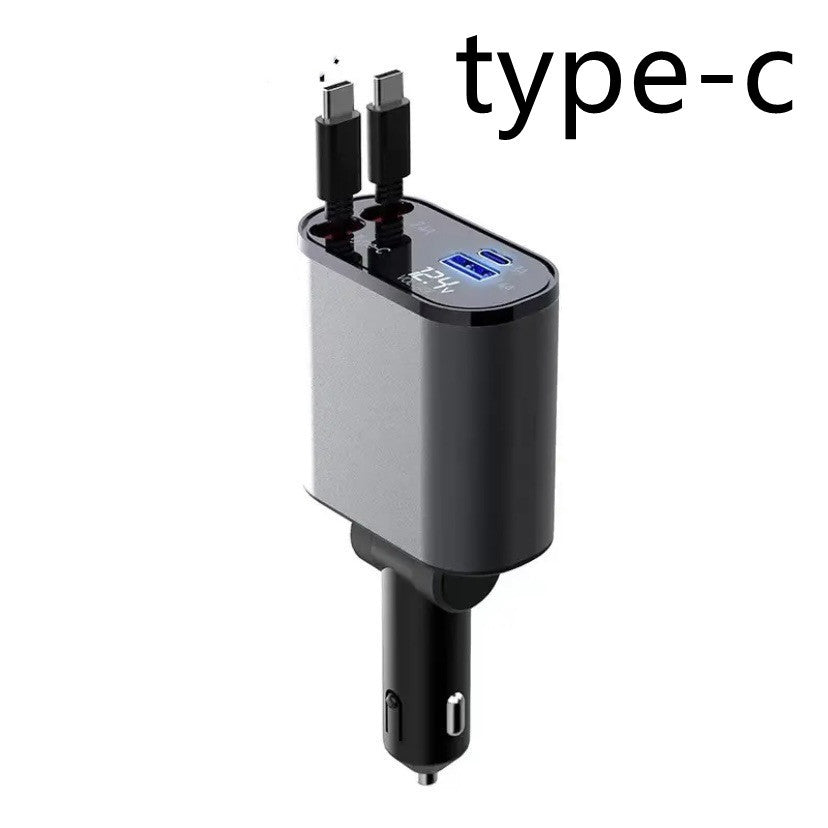 Metal Car Charger 100W Super Fast Charging Car Cigarette Lighter USB And TYPE-C Adapter - LuckyGadgetHub