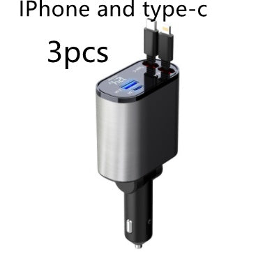 Metal Car Charger 100W Super Fast Charging Car Cigarette Lighter USB And TYPE-C Adapter - LuckyGadgetHub