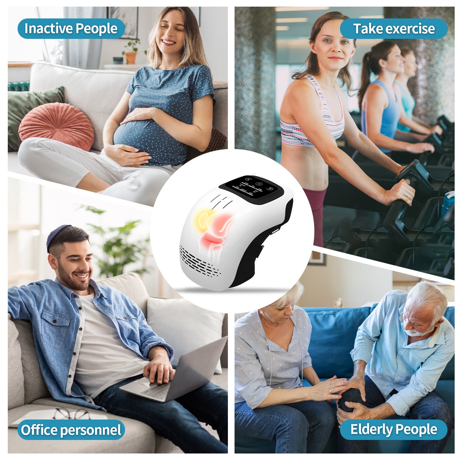 Intelligent Home Use Electric Intelligent Kneading Heating Knee Massager Rechargeable Pain Relief Infrared Laser Vibration Knee Massager - LuckyGadgetHub