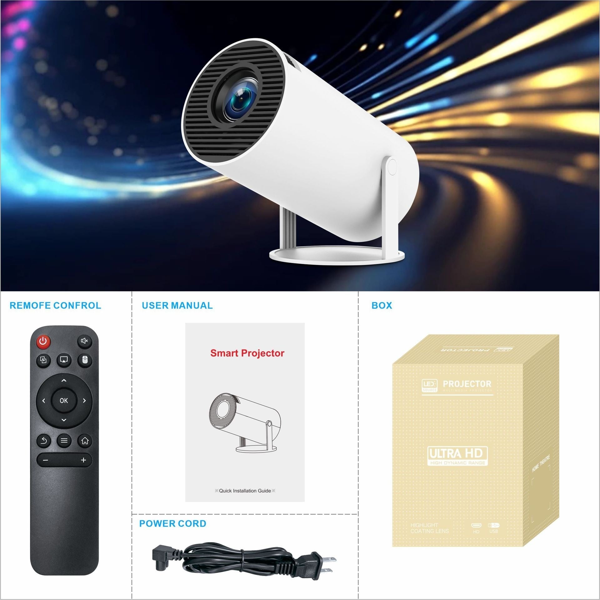 HY300 Pro Projector Home Theater Entertainment Portable Small Projector - LuckyGadgetHub