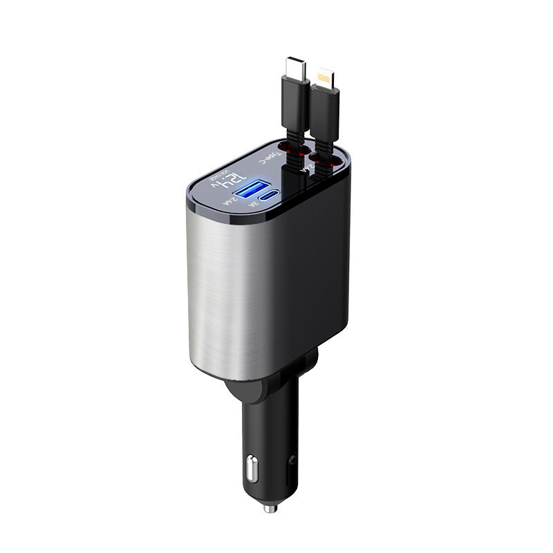 Metal Car Charger 100W Super Fast Charging Car Cigarette Lighter USB And TYPE-C Adapter - LuckyGadgetHub