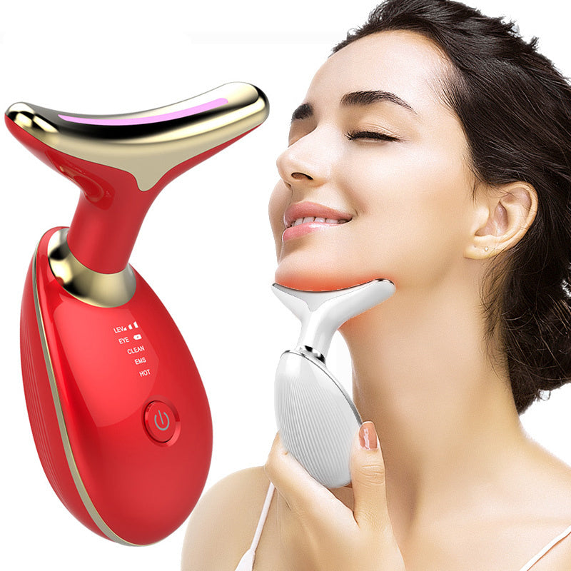 EMS Thermal Neck Lifting And Tighten Massager Electric Microcurrent Wrinkle Remover - LuckyGadgetHub
